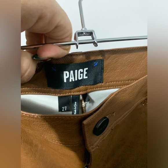 Paige Claudine Ankle Flare Jeans Faux Leather in Dark Argan size 27 - Picture 10 of 14